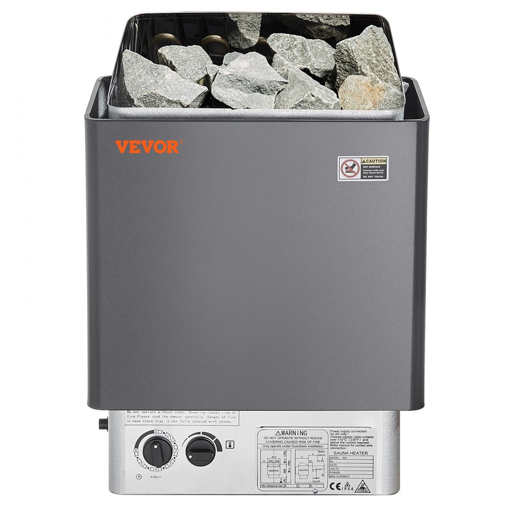 VEVOR Stufa per Sauna Stufa Elettrica per Sauna 8 kW, Riscaldatore Portatile per Sauna Interno/Esterno 400 V 3 N con Timer da 3 Ore Controllo Integrato Uso Domestico 8-12 m³ Spa Commerciale Hotel