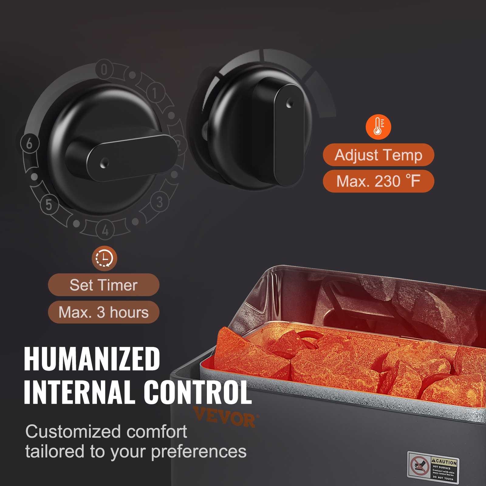 VEVOR Stufa per Sauna Stufa Elettrica per Sauna 8 kW, Riscaldatore Portatile per Sauna Interno/Esterno 400 V 3 N con Timer da 3 Ore Controllo Integrato Uso Domestico 8-12 m³ Spa Commerciale Hotel