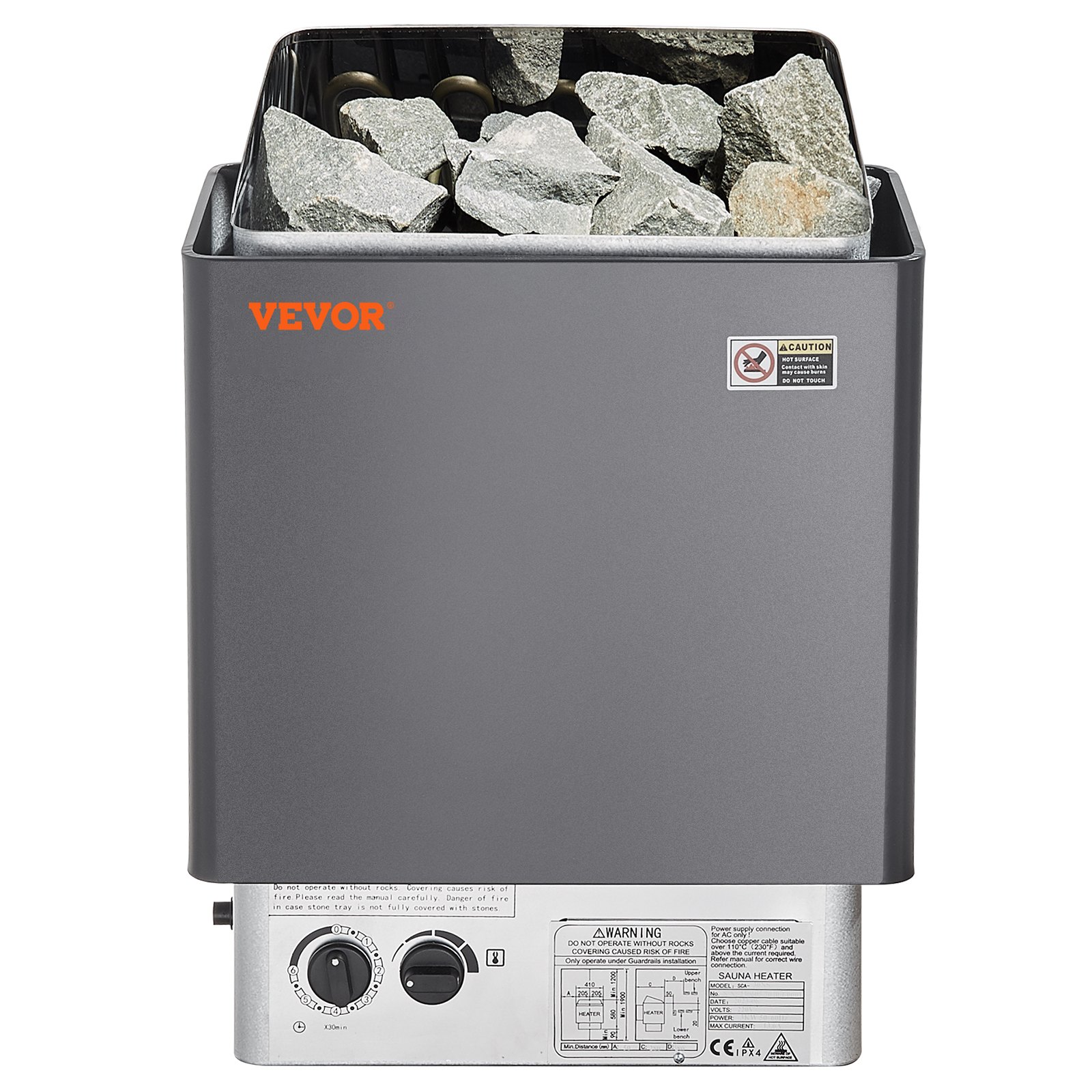 VEVOR Stufa per Sauna Stufa Elettrica per Sauna 8 kW, Riscaldatore Portatile per Sauna Interno/Esterno 400 V 3 N con Timer da 3 Ore Controllo Integrato Uso Domestico 8-12 m³ Spa Commerciale Hotel