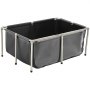 VEVOR Tela Peschiera Fuori Terra, con Pannello di Visualizzazione Trasparente, Rettangolare Pesci Rossi con Telaio in Acciaio Inox, Valvola di Scarico, per Allevamento Carpa, Nero 480 L