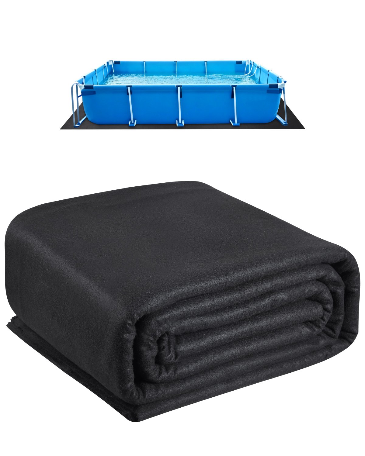 VEVOR Rettangolare Rivestimento per Piscina, Rivestimento Piscine Fuori Terra, Tappetino Piscina Extra Spesso, Materiale Tessuto Durevoli Sottofondo, 488 x 975 cm 180 g/m² Nero 8,7 kg