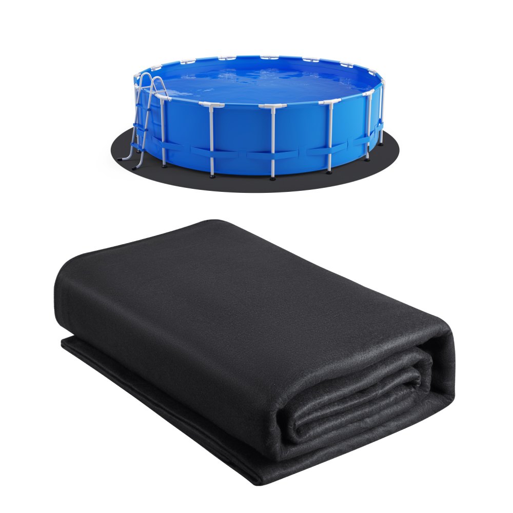 VEVOR Rotondo Rivestimento Piscina, Rivestimento Piscina per Piscine Fuori Terra, Tappetino Piscina Extra Spesso, Materiale Tessuto Geotessile Durevole Sottofondo, 640 cm 180 g/m² Nero