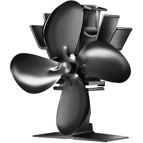 VEVOR Ventilatore per Stufa a Legna 179x100x177 mm, Ventilatore per Camino Alimentato a Calore 4 Pale Flusso d'Aria 306 m³/h Termometro Magnetico per Stufa a Legna, Ventola per Camino Stufa a Legna