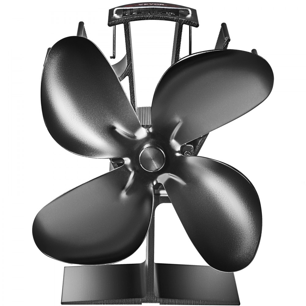 VEVOR Ventilatore per Stufa a Legna 179x100x177 mm, Ventilatore per Camino Alimentato a Calore 4 Pale Flusso d'Aria 306 m³/h Termometro Magnetico per Stufa a Legna, Ventola per Camino Stufa a Legna