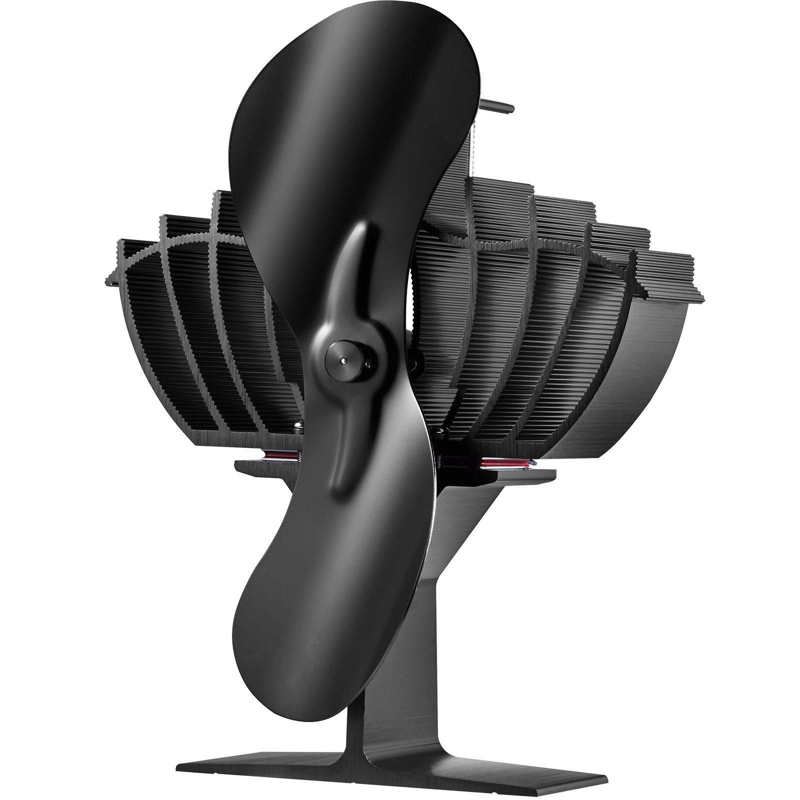 VEVOR Ventilatore per Stufa a Legna 180x107x195 mm, Ventilatore per Camino Alimentato a Calore 2 Pale Flusso d'Aria 306 m³/h Termometro Magnetico per Stufa a Legna, Ventola per Camino Stufa a Legna