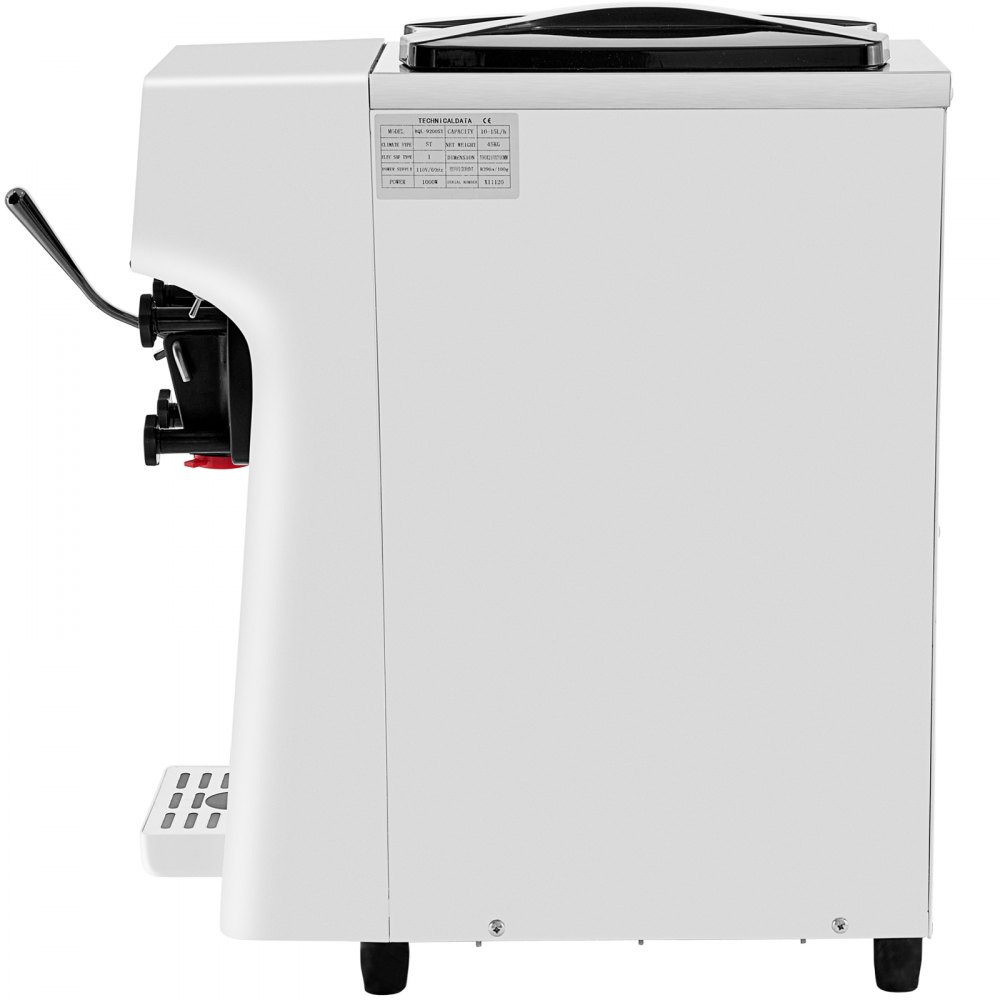 VEVOR Macchina Gelato Soft Monogusto 1000W Bianco Produzione 10-20L all'Ora in Acciaio Inox 304, Macchina Compatta per la Produzione di Gelato Soft Frozen Yogurt Sorbetto Gusto Singolo Vasca da 4,5L