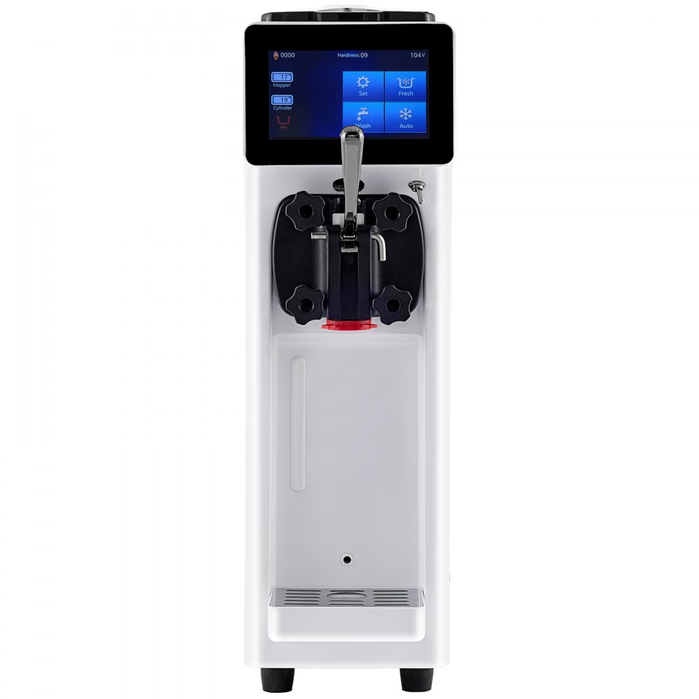 VEVOR Macchina Gelato Soft Monogusto 1000W Bianco Produzione 10-20L all'Ora in Acciaio Inox 304, Macchina Compatta per la Produzione di Gelato Soft Frozen Yogurt Sorbetto Gusto Singolo Vasca da 4,5L