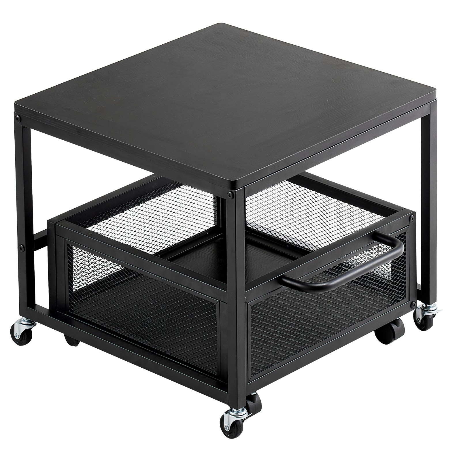 VEVOR Mini Refrigerator Stand, Refrigerator Holder with 90 kg Load Capacity, Refrigerator Table with Movable Storage Cart & Swivel Wheels, Beverage Refrigerator Stand for Coffee Bar/Apartment, Black