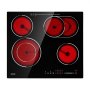 VEVOR Electric Cooktop 60cm 4 Burners Stove Top 6600W 220V No Plug, Ceramic Countertop/Built-in Radiant Electric Stove , with 9 Power Levels, Timer, Child Lock, Over-Heat Guard, Touch Control