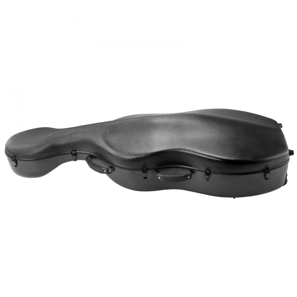VEVOR Custodia per Violoncello 4/4 Dimensione Completa, in Fibra di Carbonio Composita, Borsa da Viaggio Portatile, con Fodera in Peluche, Doppie Tracolle, Antigraffio, Forma Violoncello, Nero