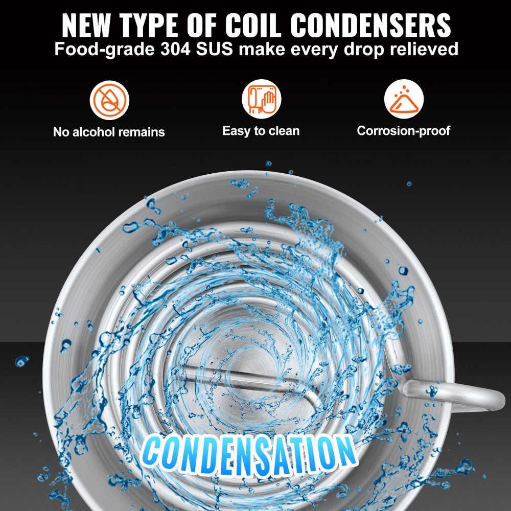 VEVOR Distillatore Alcol con Pompa d'Acqua per Uso Domestico in Acciaio Inox da 10L, Alambicco Distillatore per Vino Liquore Grappa a Casa Uso Domestico con Pompa d'Acqua, Kit per Distillazione Alcol