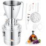 VEVOR Alambicco Distillatore in Acciaio Inox 304 Capacità di Barile 30L per Acqua Distillata Liquore Grappa Whisky Vodka Vino, Alambicco per Distillazione in Acciaio Inossidabile 304 Uso Domestico 30L