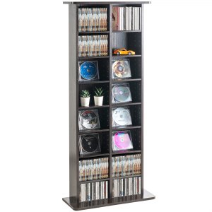 Armadietto Porta CD/DVD VEVOR 5 Ripiani Regolabili - Capacit&agrave; 240 CD, Colore Caff&egrave; Espresso, Con Etichette