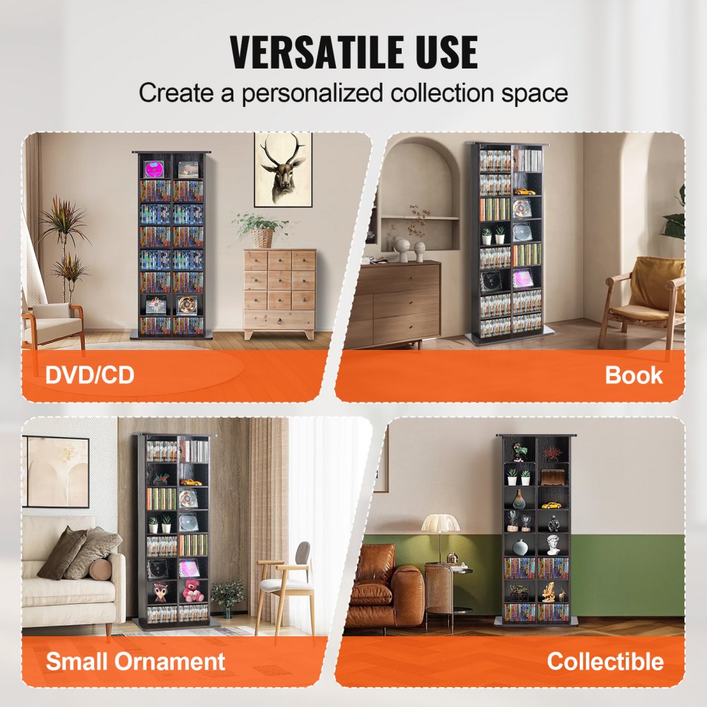 VEVOR Armadietto Portaoggetti Multimediale, Ripiano 8 Strati 16 Scomparti, Può Contenere Fino a 464 CD, Fipiani Regolabili Protegge Organizza Collezioni di Musica Film Cimeli, Colore Caffè Espresso