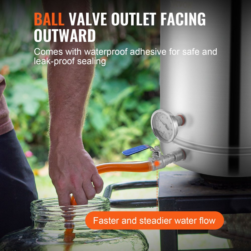 VEVOR Beer Brewing Kettle, Beer Brewing System 60.56 L, Beer Brewing Set, Mash Kettle 400 x 480 mm, Stainless Steel Beer Brewing Systems with Dual Temperature Display, Beer Brewing System, Suitable for Beers, Red Wines, etc.