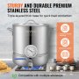 VEVOR Fermentatore a Secchio per Birra Artigianale Uso Domestico in Acciaio Inossidabile Capienza 19 Litri Doppia Filtrazione, Kit Fermentazione per Birra con Termometro, Pentola Fermentatore Birra