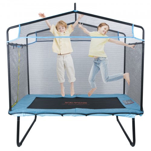 VEVOR Trampolino Elastico per Bambini 175x126x165 cm Mini Trampolino Elastico per Interni ed Esterni per Bambini con Rete di Sicurezza Barra da Ginnastica e Amaca Regalo di Compleanno per Bambini dai