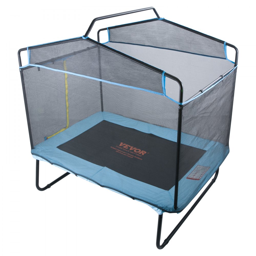 VEVOR Trampolino Elastico per Bambini 175x126x165 cm Mini Trampolino Elastico per Interni ed Esterni per Bambini con Rete di Sicurezza Barra da Ginnastica e Amaca Regalo di Compleanno per Bambini dai