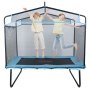 bambini che saltano su un trampolino per bambini VEVOR con rete di sicurezza, divertendosi e godendosi il gioco all'aperto.