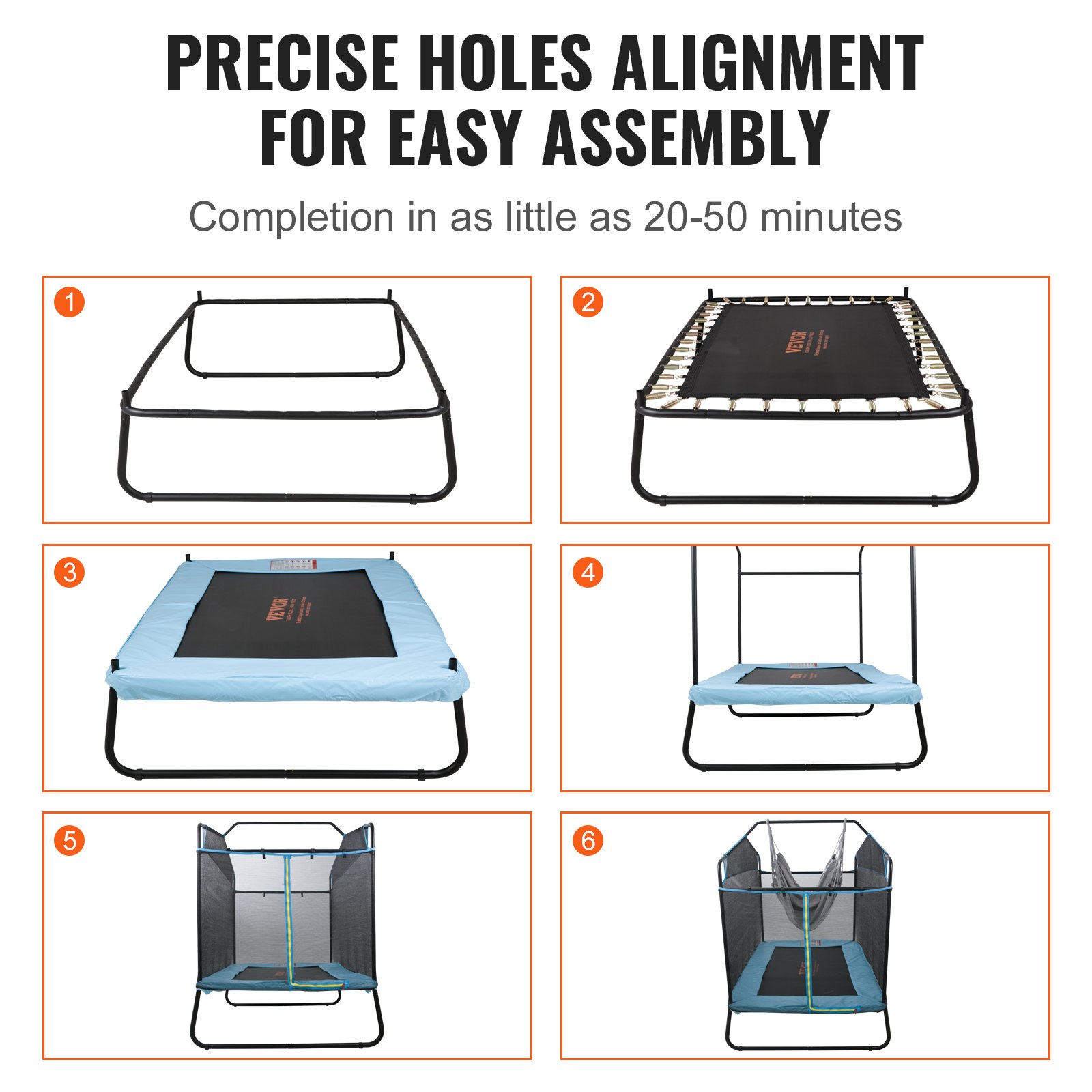 VEVOR Trampolino Elastico per Bambini 175x126x165 cm Mini Trampolino Elastico per Interni ed Esterni per Bambini con Rete di Sicurezza Barra da Ginnastica e Amaca Regalo di Compleanno per Bambini dai