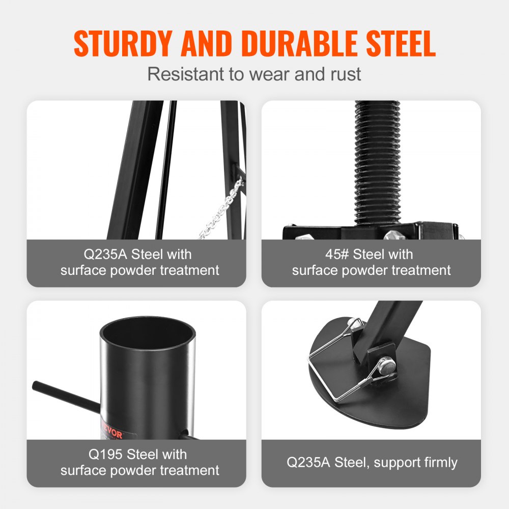 VEVOR Stabilizzatore Treppiede per Quinta Ruota da Camper Caravan Carico max.2,27 Tonnellate in Acciaio, Treppiede per Quinta Ruota Caravan Altezza Regolabile 880-1450mm, Staffa Parcheggio da Camper