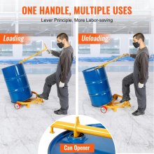 VEVOR Carrello per Trasporto Bombole Fusto Vaso di Piante Carichi Pesanti Capienza Max. 544kg con Maniglia per Fusto di Capacità Max. 250 Litri, Carrello con Ruote per Trasporto Fusto Piante in Q235