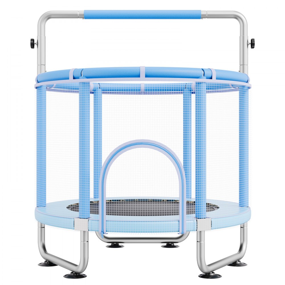 VEVOR Trampolino per Bambini 1470 x 1540 mm, Trampolino per Interni Esterni, Mini Trampolino Ricreativo per Bambini con Rete Sicurezza e Canestro Basket Giocattoli Bambini Trampolino per Bambini Blu