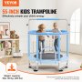VEVOR Trampolino per Bambini 1470 x 1540 mm, Trampolino per Interni Esterni, Mini Trampolino Ricreativo per Bambini con Rete Sicurezza e Canestro Basket Giocattoli Bambini Trampolino per Bambini Blu