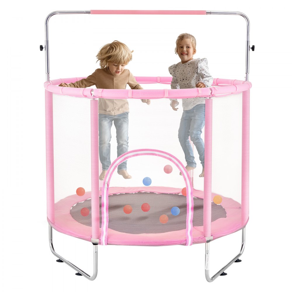 VEVOR Trampolino per Bambini Mini 1470 x 1540 mm con Rete Interni Esterni Rosa