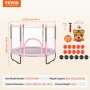 VEVOR Trampolino per Bambini Mini 1545 x 1210 mm con Rete Interni Esterni Rosa