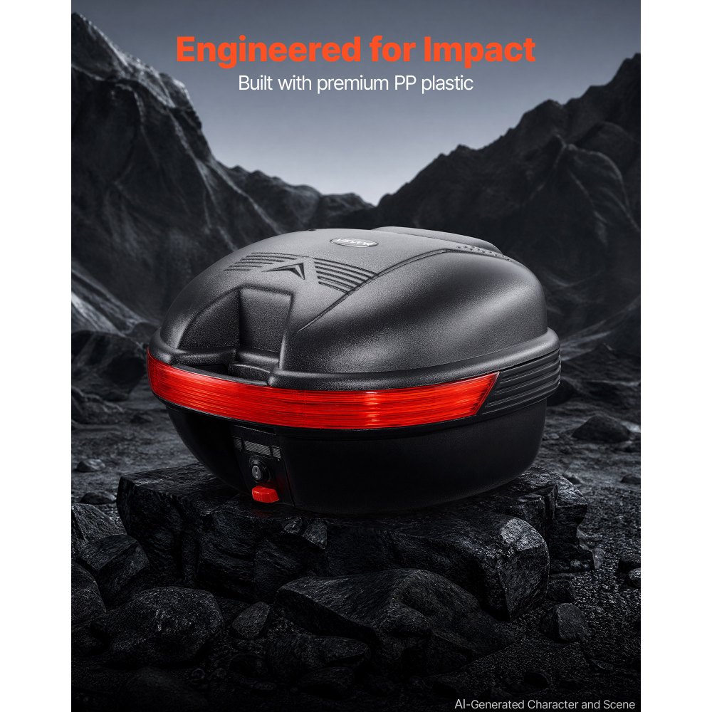 VEVOR Bauletto Posteriore per Moto Capacità 30L Universale Bauletto in PP Impermeabile IPX4, con Serratura di Sicurezza, Portapacchi Posteriori per Moto, Trasporto Bagagli Valigie, Viaggio Campeggio