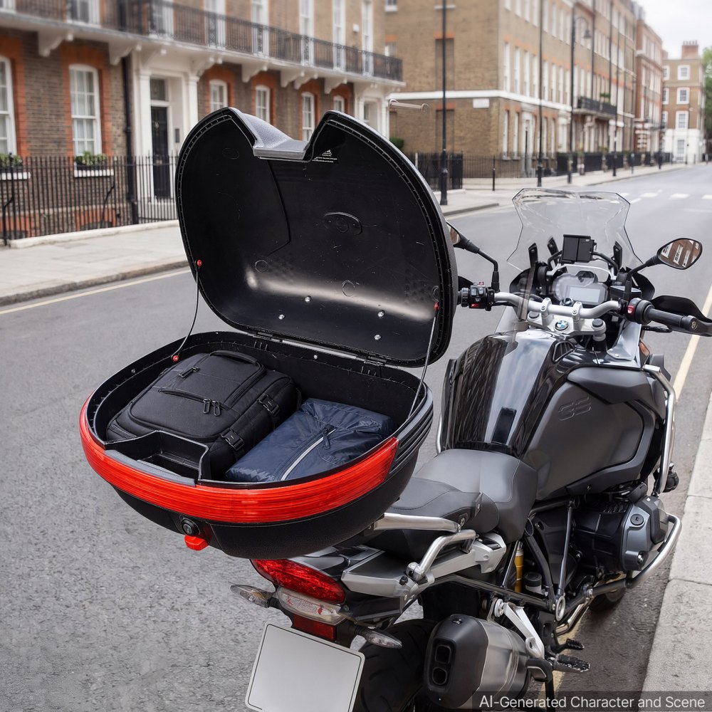 VEVOR Bauletto Posteriore per Moto Capacità 30L Universale Bauletto in PP Impermeabile IPX4, con Serratura di Sicurezza, Portapacchi Posteriori per Moto, Trasporto Bagagli Valigie, Viaggio Campeggio