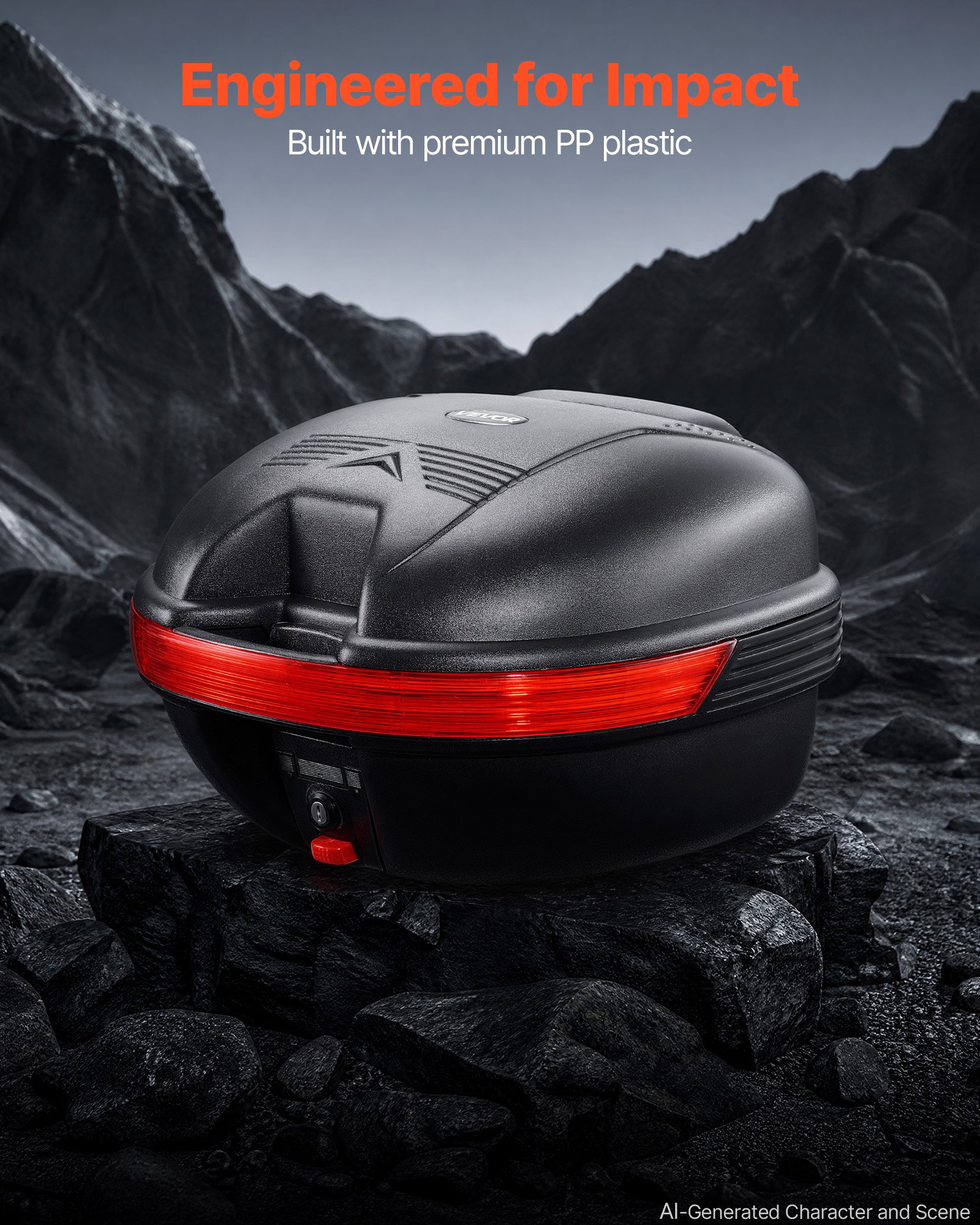 VEVOR Bauletto Posteriore per Moto Capacità 30L Universale Bauletto in PP Impermeabile IPX4, con Serratura di Sicurezza, Portapacchi Posteriori per Moto, Trasporto Bagagli Valigie, Viaggio Campeggio