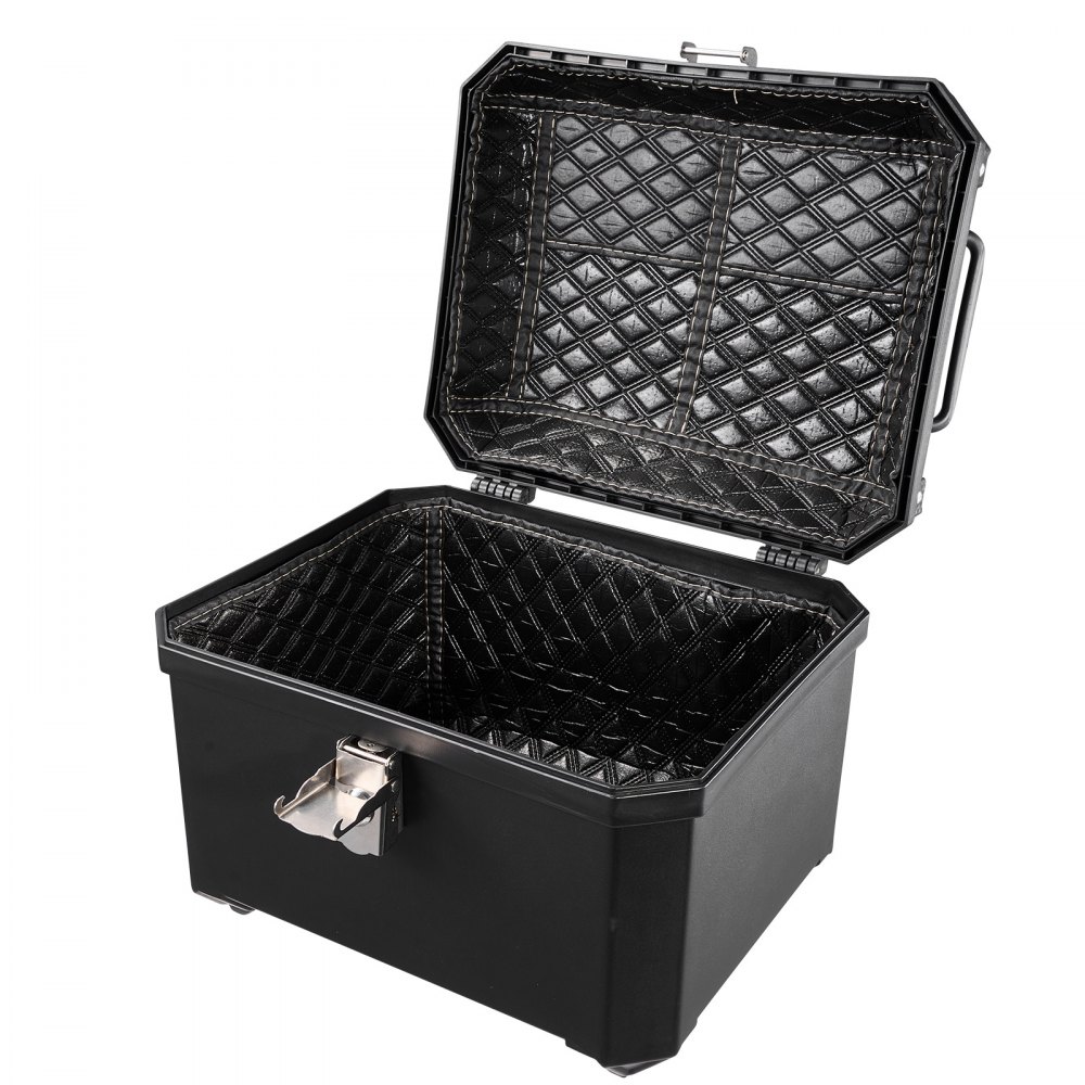 VEVOR Bauletto Posteriore per Moto Capacità 45L Universale Bauletto in ABS Impermeabile IPX4, con Serratura di Sicurezza, Rivestimento in Pelle, Trasporto Bagagli Valigie Caschi, Viaggio, Campeggio