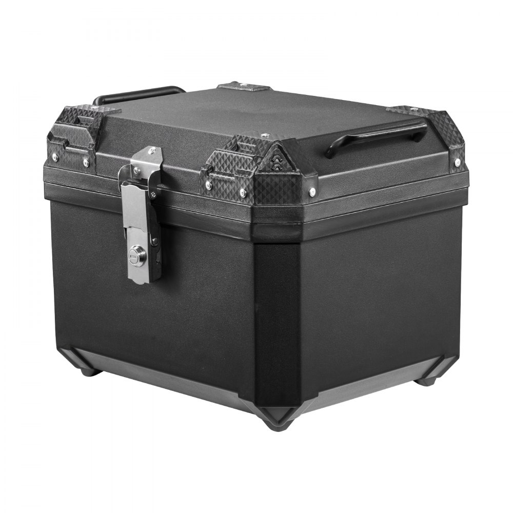 VEVOR Bauletto Posteriore per Moto Capacità 45L Universale Bauletto in ABS Impermeabile IPX4, con Serratura di Sicurezza, Rivestimento in Pelle, Trasporto Bagagli Valigie Caschi, Viaggio, Campeggio