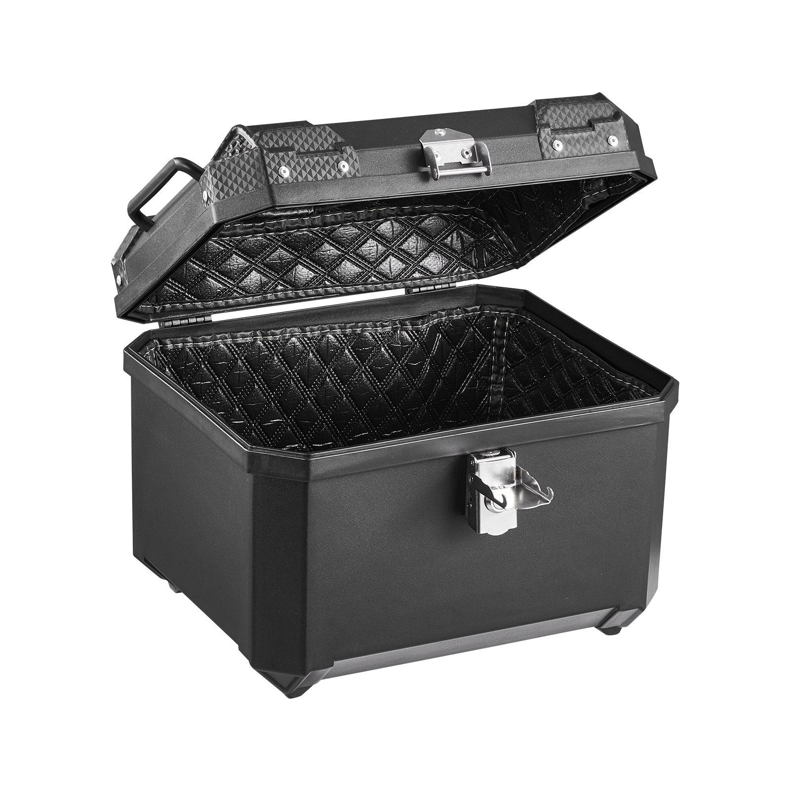VEVOR Bauletto Posteriore per Moto Capacità 45L Universale Bauletto in ABS Impermeabile IPX4, con Serratura di Sicurezza, Rivestimento in Pelle, Trasporto Bagagli Valigie Caschi, Viaggio, Campeggio