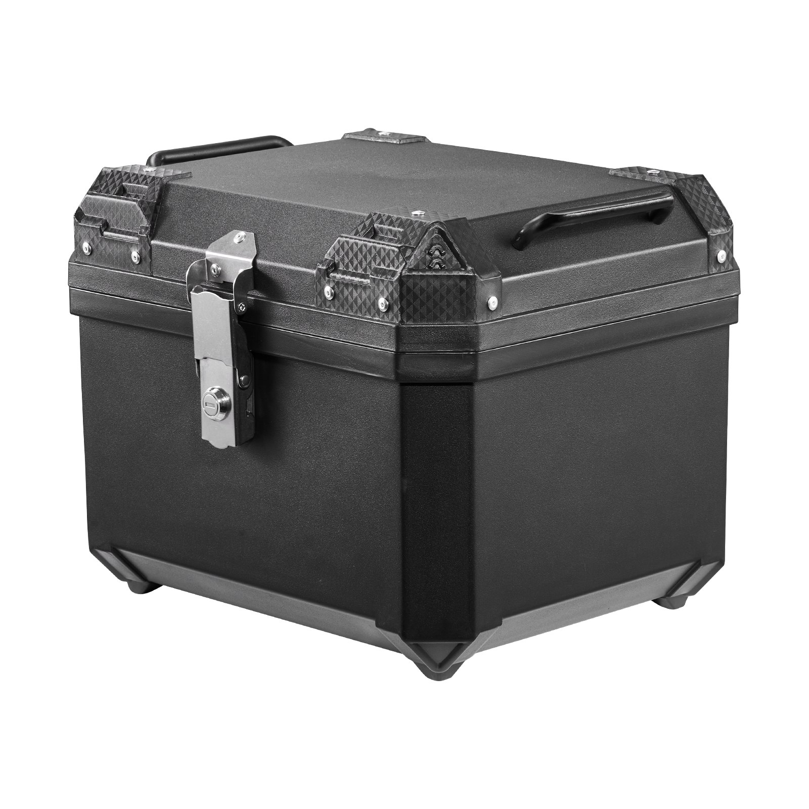 VEVOR Bauletto Posteriore per Moto Capacità 45L Universale Bauletto in ABS Impermeabile IPX4, con Serratura di Sicurezza, Rivestimento in Pelle, Trasporto Bagagli Valigie Caschi, Viaggio, Campeggio