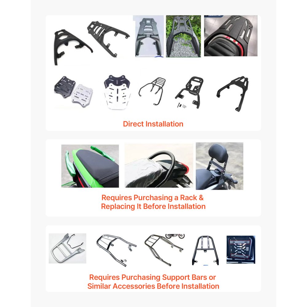 VEVOR Bauletto Posteriore per Moto Universale Capacità da 55 L Rimovibile, Impermeabile, Serratura Sicurezza, Rivestimento in Pelle per Casco, Borsa Portabagaglio in Alluminio, 473 x 433 x 378 mm
