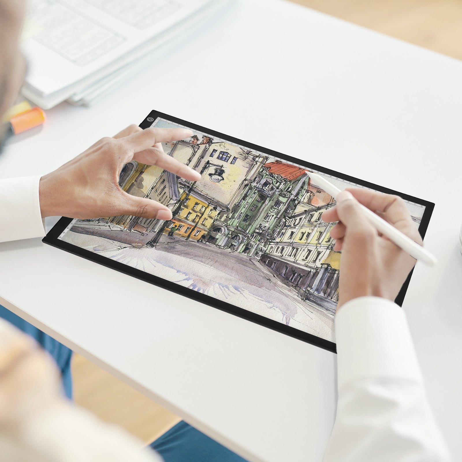 VEVOR Lavagna Luminosa a LED A3 Scatola Luminosa per Pittura con 3 Livelli di Luminosità Dimmerabile, Pannello Luminoso Alimentato Tramite USB per Tracciamento, con Diamanti, Animazione, Schizzi, Nero