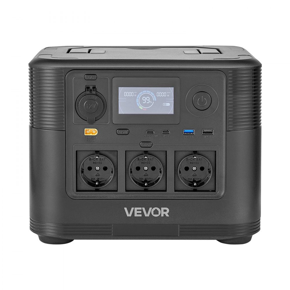 VEVOR Centrale Elettrica Portatile con Pannello Solare da 200 W Stazione Elettrica, Kit di Generatore Solare 1800 W Batteria Backup LiFePO4 1008 Wh con 9 Porte di Uscita per Campeggio Viaggio Camper