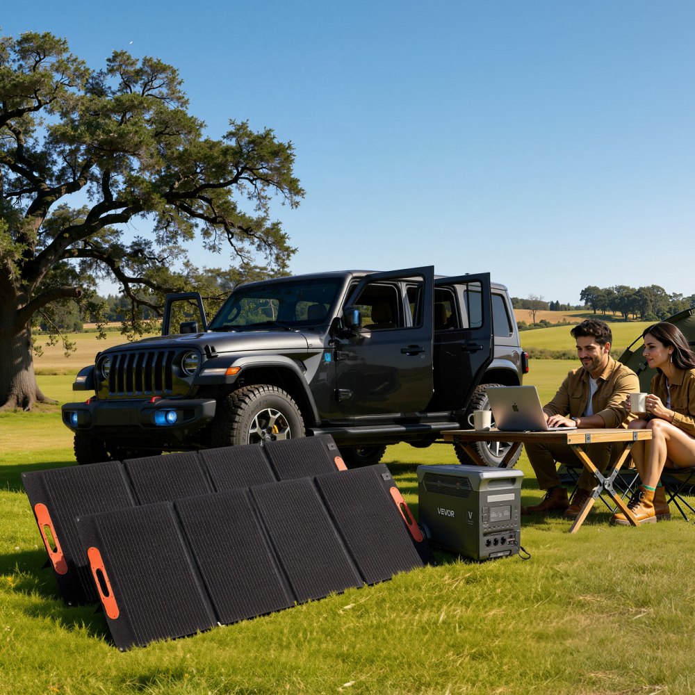 VEVOR Portable Power Station with 2PCS 200W Solar Panels, 3000W Solar Generator Power Station, 3072Wh LiFePO4 Battery Backup with 13 Output Ports for for Home Emergency, Outdoor Camping, RV Travel