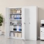VEVOR Credenze Arredo Studio in Acciaio, con Serratura da 175 cm con 4 Ripiani Regolabili, 2 Ante Magnetiche, 2 Chiavi, 5 Ripiani per Riporre gli Attrezzi per Dispensa, Magazzino, Lavanderia, Bianco
