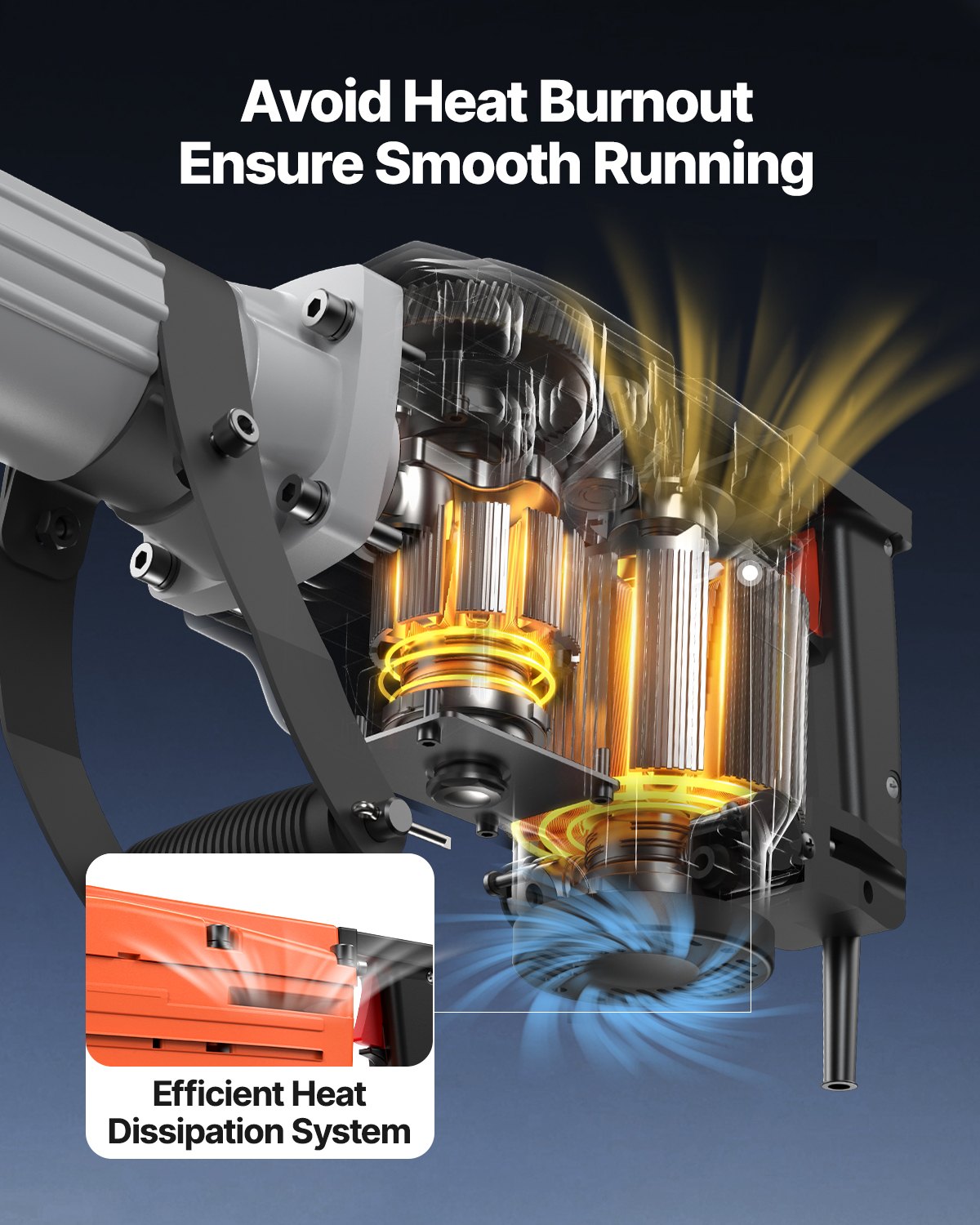 VEVOR Martello Demolitore per Calcestruzzo 2200W 6 Punte a Scalpello per 1400BPM, Kit di Martello Demolitore Elettrico 220V per Lavorazione su Cemento Mattoni Piastrelle Demolizione per Muro 66J 2200W