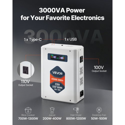 VEVOR Trasformatore di Tensione Elevatore Riduttore da 220 V a 110 V e VEVOR Trasformatore di Tensione Elevatore Riduttore da 220 V a 110 V e