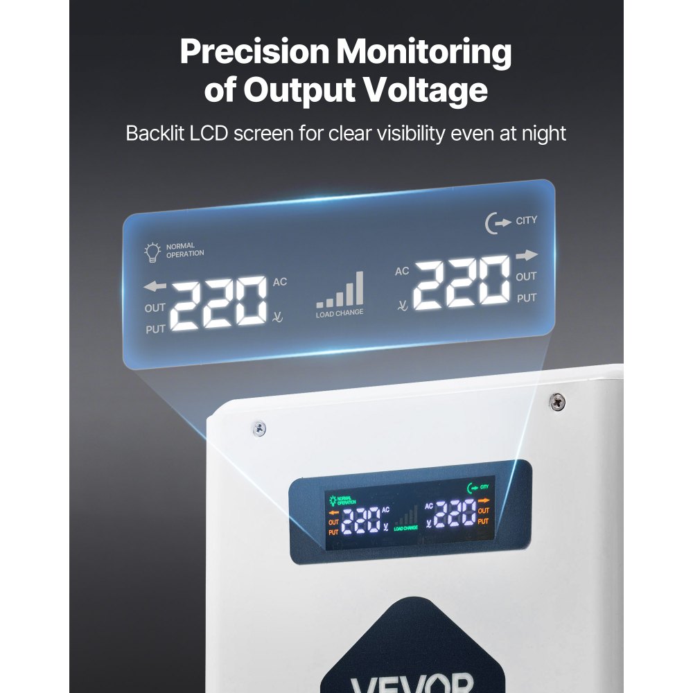 VEVOR Convertitore di Tensione Step-Up da 3000 VA, Trasformatore di Potenza per Impieghi Gravosi da 110 V a 220 V con 2 Prese USA, Uscita USB, Display LCD, per Elettrodomestici da 220 V