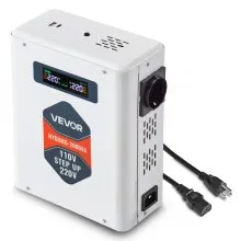 VEVOR Convertitore di Tensione Step-Up da 2000 VA, Trasformatore di Potenza per Impieghi Gravosi da 110 V a 220 V con 2 Prese USA, Uscita USB, Display LCD, per Elettrodomestici da 220 V
