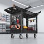 VEVOR Utility Cart, 250 kg Capacity, 2 Tier Service Cart with 360° Swivel & Fixed Wheels (2 with Brakes), Heavy Duty Plastic Rolling with Tray and Pegboard, Tool Storage for Garage Warehouse Workshop