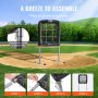 VEVOR Rete per Lanci Battute per Baseball Altezza del Bersaglio Regolabile 304,8 mm/406,4mm/508mm, Attrezzatura per l'Allenamento di Baseball Softball a 9 Buche su Prato, Design Portatile, Nero