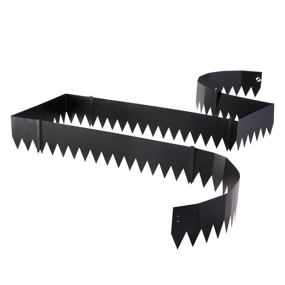 VEVOR Galvanized Steel Landscape Edging, 6-Pack 1016 x 203 mm Metal Edging for Landscaping with 6 Mounting Clips, Bendable Metal Garden Edge Border for Flower Bed, Yard Pathway, Black