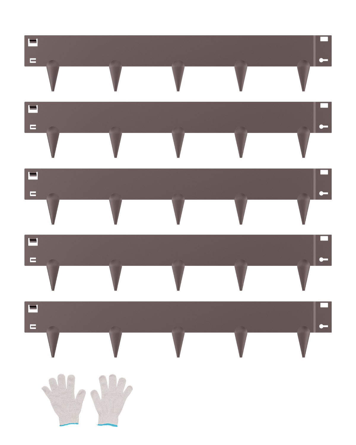 VEVOR Bordatura in Acciaio Metallo Antiruggine per Giardino, Bordatura Pieghevole per Prato Resistente, Facile da Installare, Divisorio Aiuole Cortile, Marrone 5 Pezzi 990 x 181 x 1,5 mm